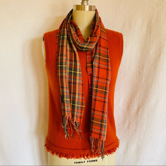 Pure Mongolian cashmere XS/S burnt orange fringed shell/vest EUC - Picture 7 of 8